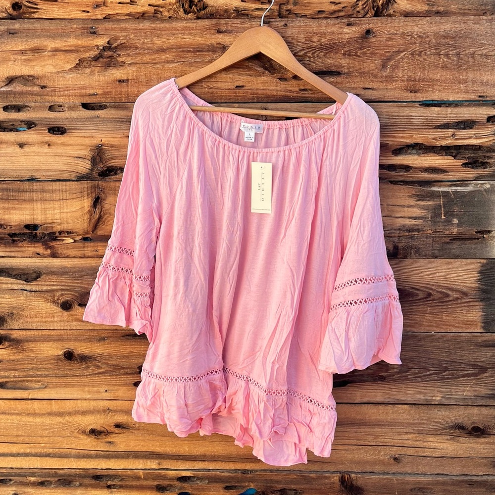 STUDIO JPR | NWT Light Pink Flowy Off Shoulder Blouse L
